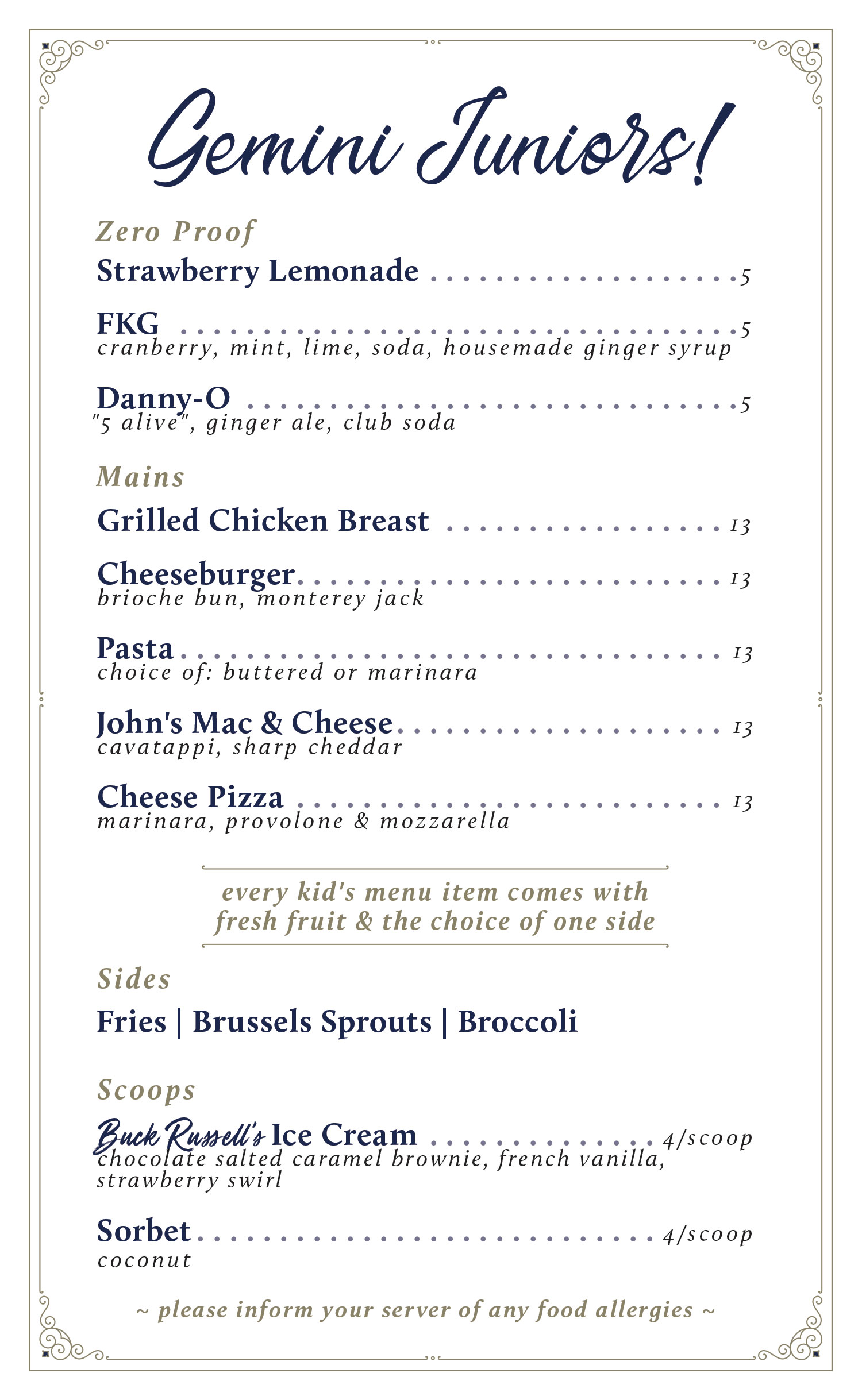 Kids Menu